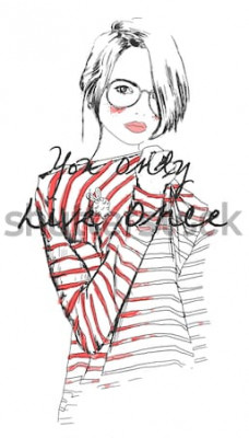 Papier peint  Dessin de mode fille à l'aquarelle