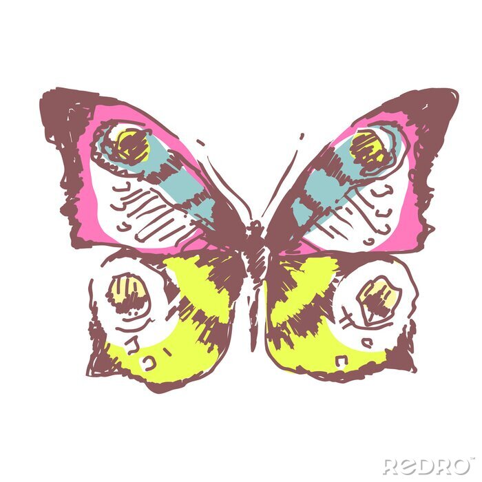 Papier peint  Dessin de papillon coloré (le motif se répète)