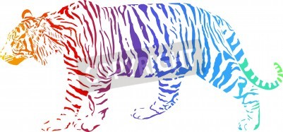 Papier peint  Dessin de tigre arc-en-ciel