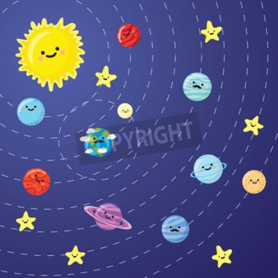 Papier peint  Dessin du système solaire de l'enfant