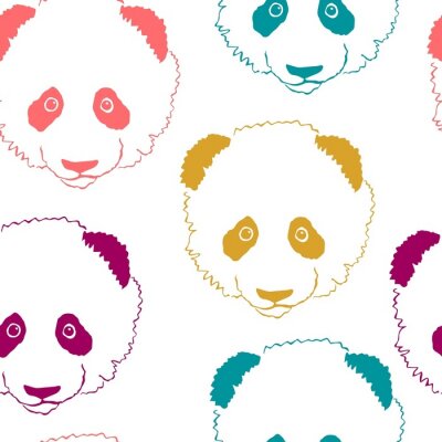 Papier peint  Dessin en couleurs avec des pandas