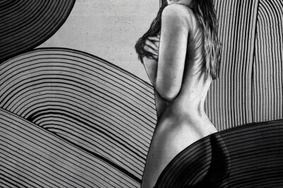 Papier peint  Dessin en noir et blanc d'une femme attirante