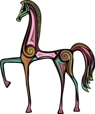 Papier peint  Dessin ethno d'un cheval