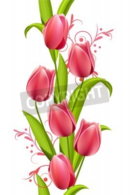 Papier peint  Dessin graphique avec des tulipes