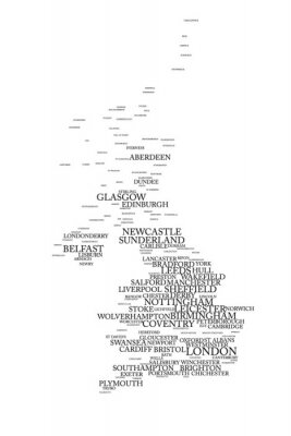 Papier peint  Dessin minimaliste avec les villes britanniques