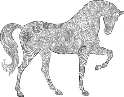 Papier peint  Dessin mosaïque cheval
