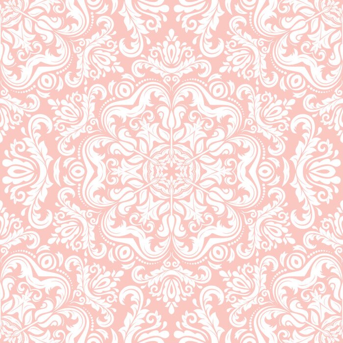 Papier peint  Dessin oriental rose