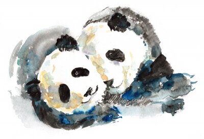 Papier peint  Dessin pastel avec des pandas