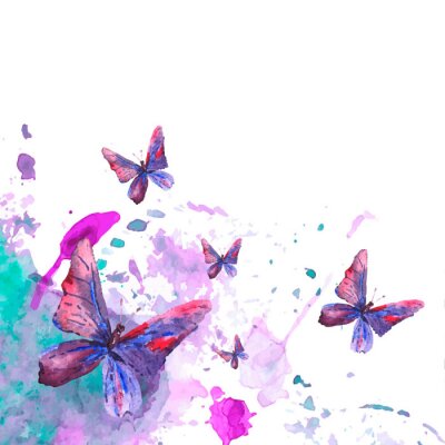 Papier peint  Dessin pastel papillons