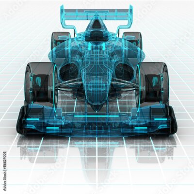 Papier peint  Dessin technique 3D d'une voiture