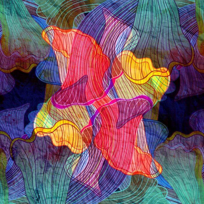 Papier peint  Dessins en couleur fleurs abstraites