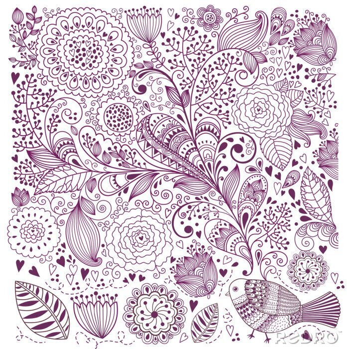 Papier peint  Dessins floraux