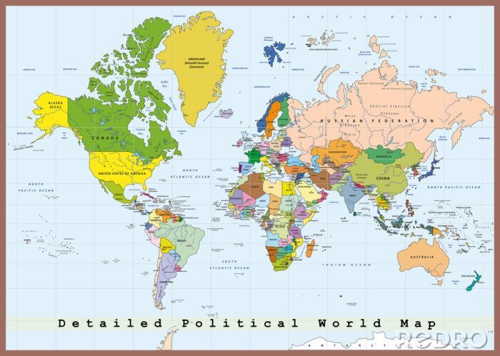 Papier peint  Détail Carte du monde politique