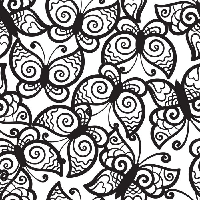 Papier peint  Détail de papillon noir et blanc