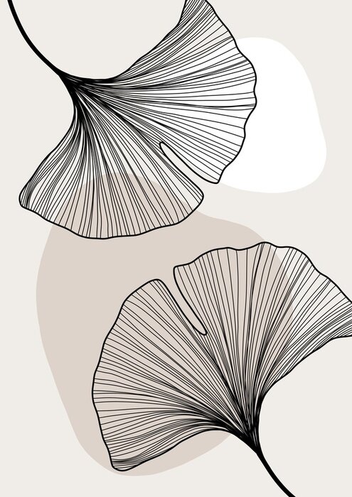 Papier peint  Deux feuilles de ginkgo