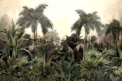 Papier peint  Deux palmiers dans la forêt sauvage