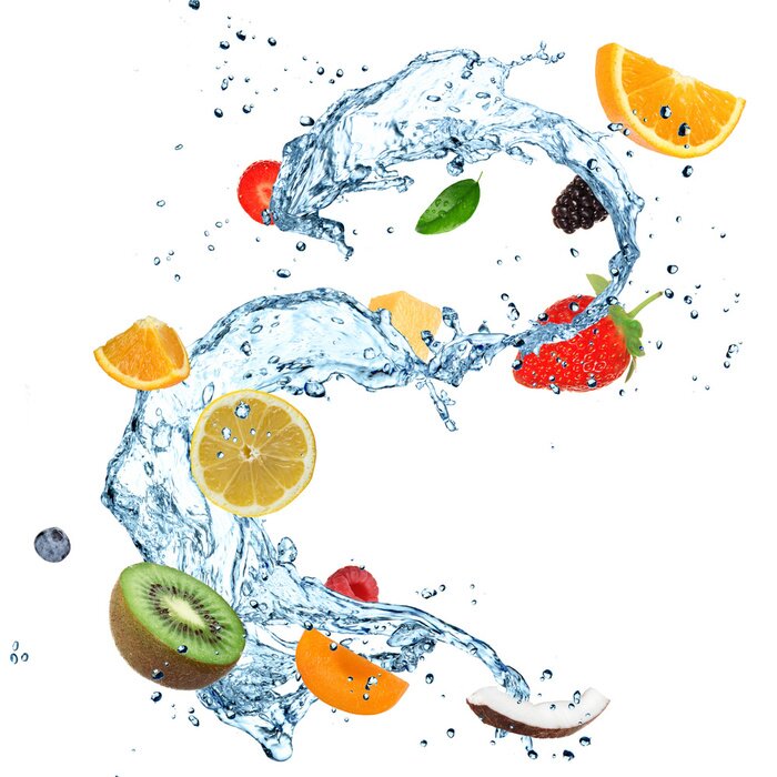 Papier peint  Différents fruits dans l'eau