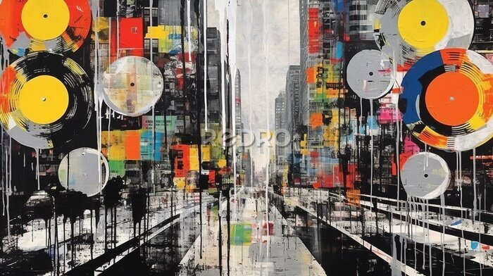 Papier peint  Disques vinyles style grunge