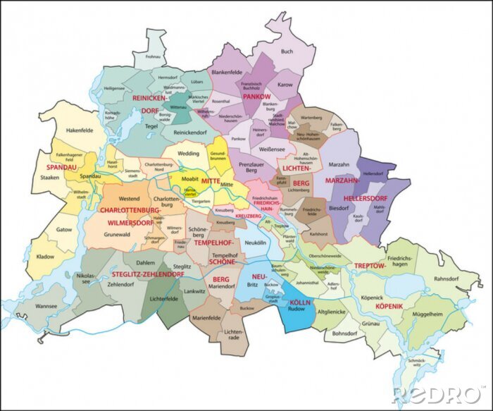 Papier peint  Divisions administratives quartiers de Berlin pressé locale