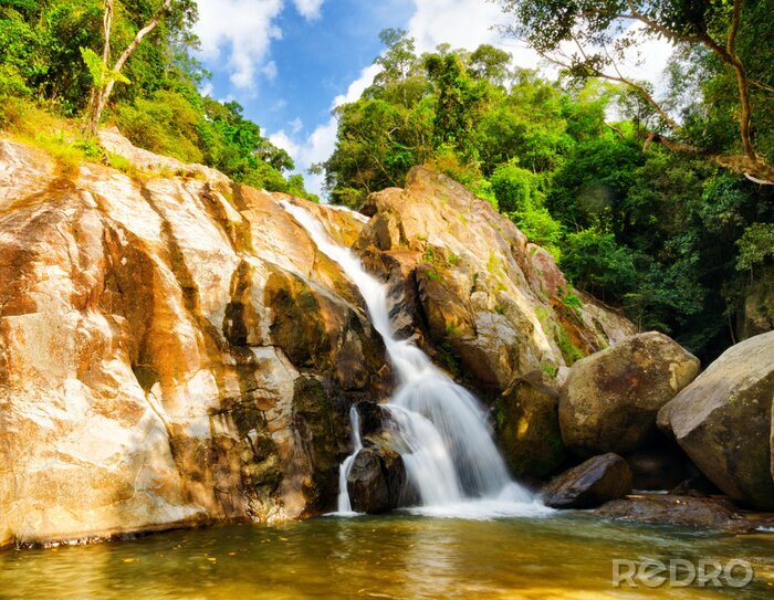 Papier peint  Douce chute d'eau dans les montagnes
