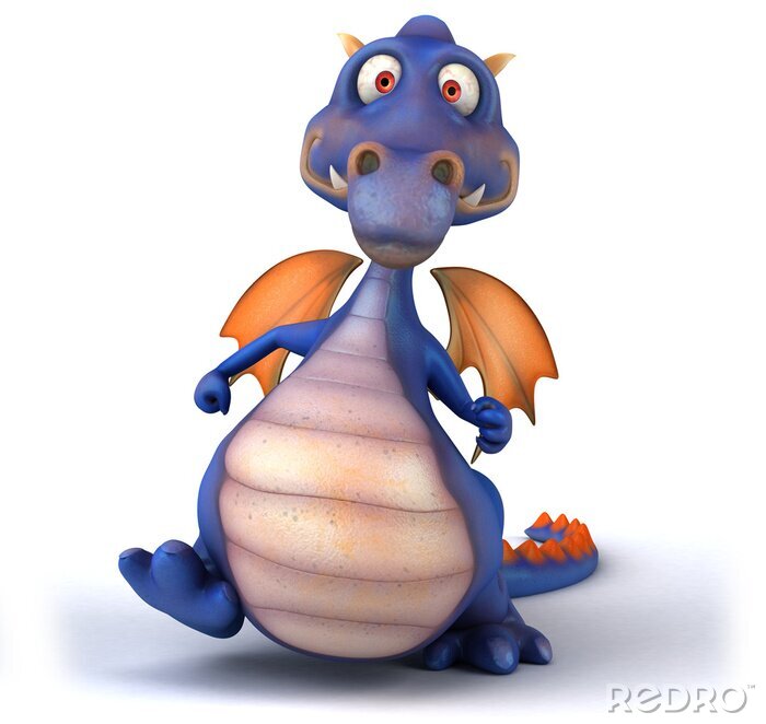 Papier peint  Dragon bleu violet aux ailes orange