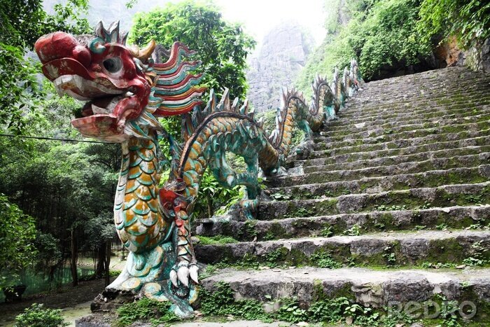Papier peint  Dragon sur un escalier