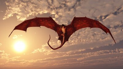 Papier peint  Dragon volant dans le ciel