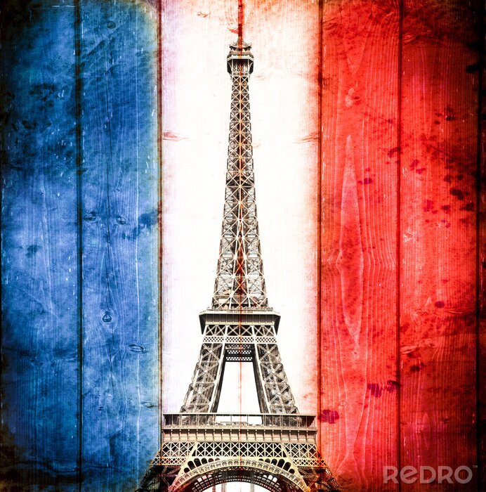 Papier peint  Drapeau de la France avec la Tour Eiffel