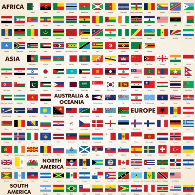 Papier peint  Drapeaux de tous les pays du monde