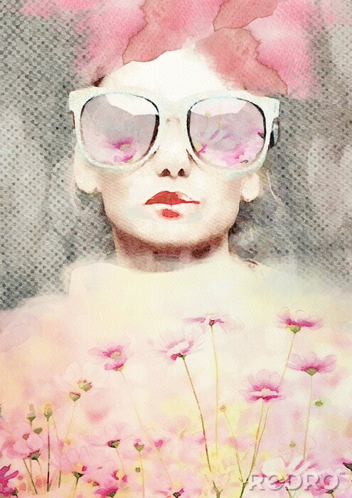 Papier peint  Dream. Watercolor abstract portrait of girl. Fashion background.