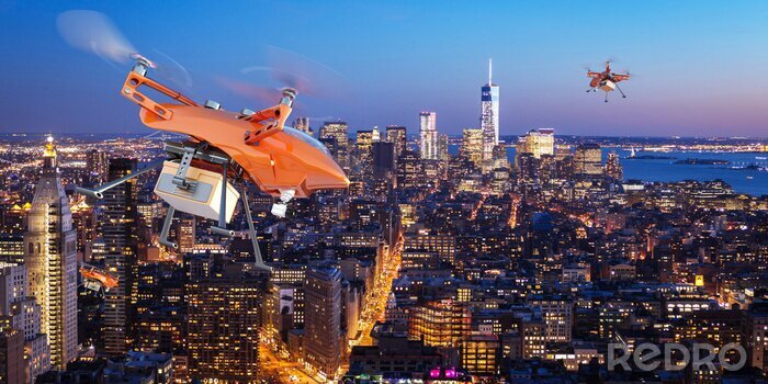 Papier peint  Drones au-dessus de la ville en Amérique