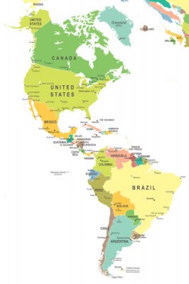 Du Nord et Amérique du Sud carte - très détaillées illustration vectorielle.