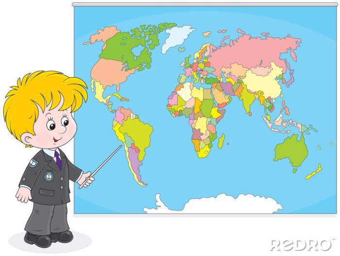 Papier peint  Écolier à une carte de World
