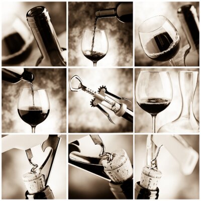 Papier peint  Eléments de vin en sépia