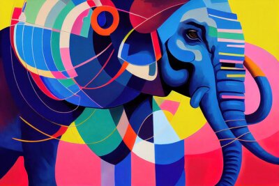 Papier peint  Éléphant abstrait coloré