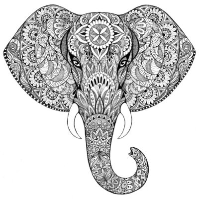 Éléphant géométrique noir et blanc