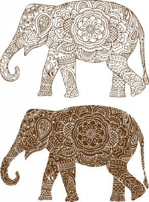 Papier peint  Eléphants style indien