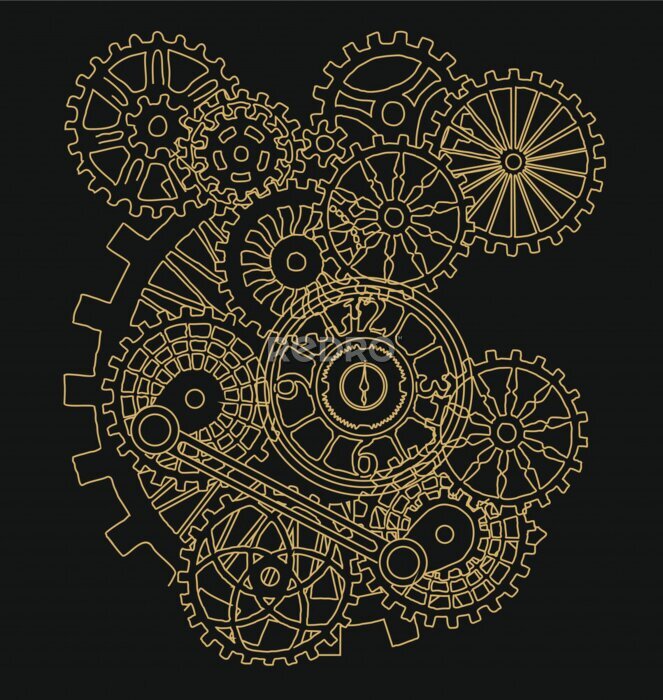 Papier peint  Engrenages steampunk rétro