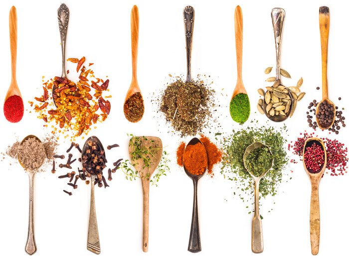 Papier peint  Épices de cuisine sur des cuillères