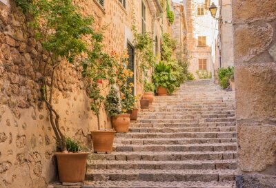 Papier peint  Escalier avec pots dans une ville italienne