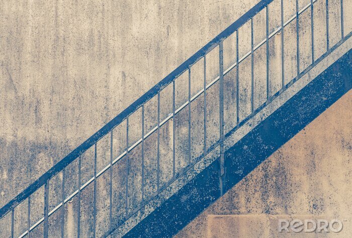 Papier peint  Escalier bleu avec une rampe