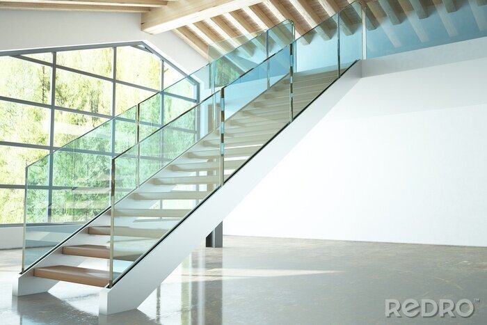 Papier peint  Escalier et rampe en verre