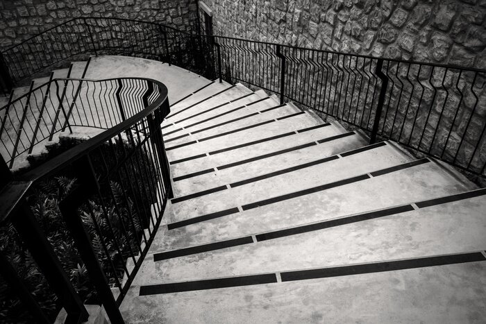 Papier peint  Escalier noir et blanc