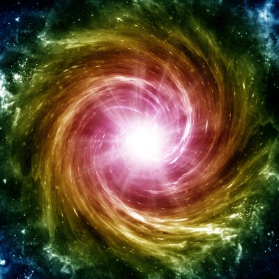 Espace extra-atmosphérique et galaxie spirale arc-en-ciel