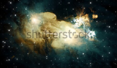 Papier peint  Espace nébuleuse jaune cosmique