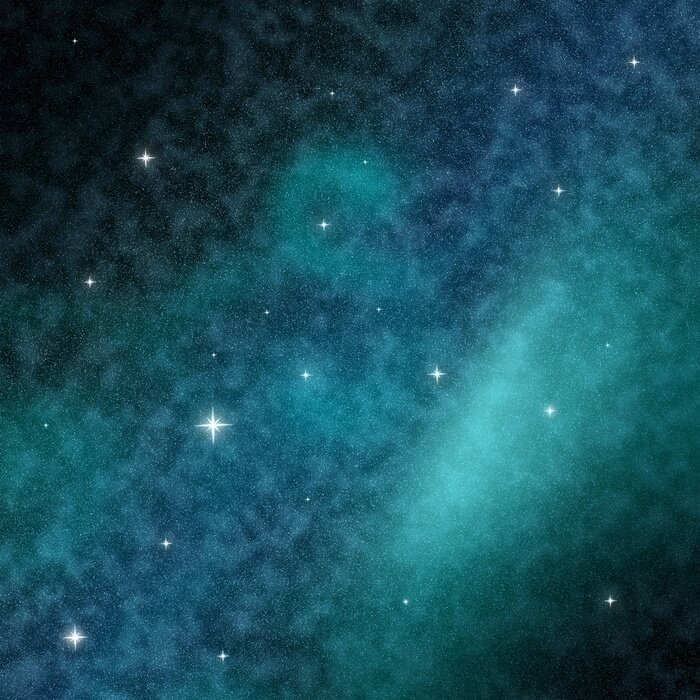 Papier peint  Espace turquoise avec des étoiles