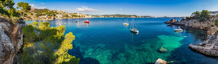 Papier peint  Espagne Littoral Panorama Méditerranée Majorque Cala Fornells