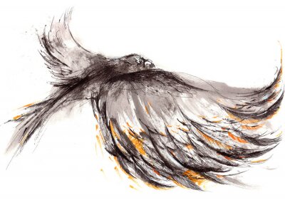 Papier peint  Esquisse d'un oiseau marron