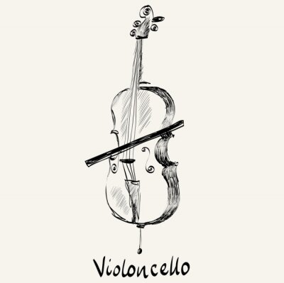 Papier peint  Esquisse d'un violoncelle