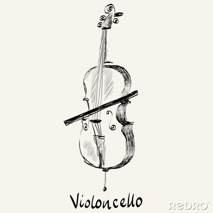 Papier peint  Esquisse d'un violoncelle